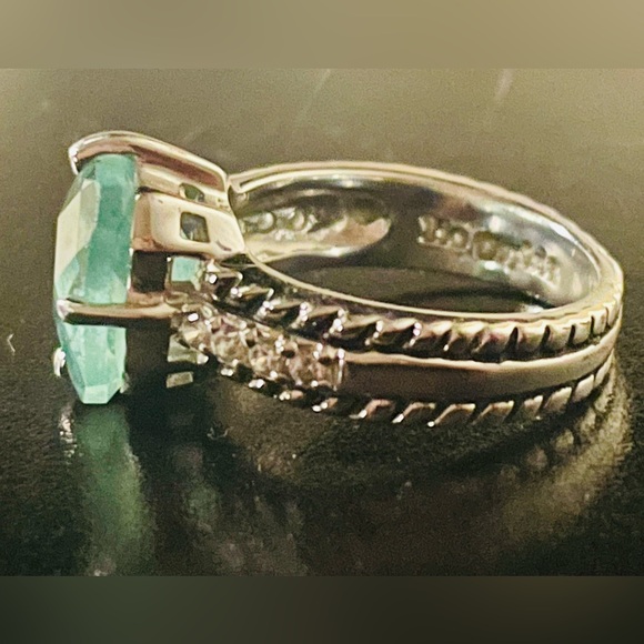 Lia Sophia Greek Isle Aqua Green Cushion Cut and CZ Ring Size 7 - Picture 9 of 11